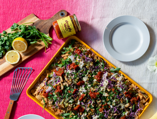 Chicken Shawarma Pita Chip "Nachos"
