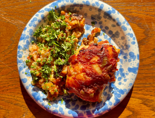 Saturday Sauce Chicken Thighs & Ptitim